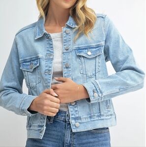 Just USA Light Blue Distressed Jean Jacket Size Small